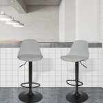 Tabouret de bar en cuir gris - homewell - lot de 4 - contemporain - design - int�rieur