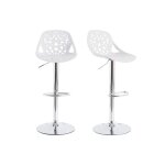Miliboo - tabourets de bar design avec motif baroque blanc (lot de 2) barocca