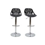 Miliboo - tabourets de bar design avec motif baroque noir (lot de 2) barocca