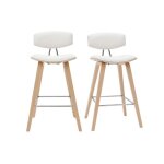 Miliboo - tabourets de bar design blanc et bois clair h69 cm (lot de 2) vasco