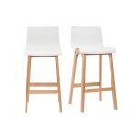 Miliboo - tabourets de bar design bois et blanc h65 cm (lot de 2) new surf Miliboo - tabourets de bar design bois et blanc h65 cm (lot de 2) new surf