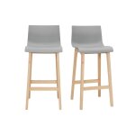 Miliboo - tabourets de bar design bois et gris clair h65 cm (lot de 2) new surf Miliboo - tabourets de bar design bois et gris clair h65 cm (lot de 2) new surf