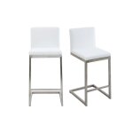 Miliboo - tabourets de bar design blancs avec pieds m�tal (lot de 2) stellar