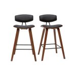 Miliboo - tabourets de bar design noir et bois fonc� h69 cm (lot de 2) vasco
