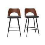 Miliboo - tabourets de bar design noirs et noyer h66. 5 (lot de 2) falcom Miliboo - tabourets de bar design noirs et noyer h66. 5 (lot de 2) falcom