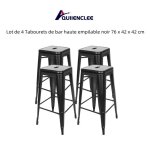 Tabourets de bar haute empilable noir - quiienclee - lot de 4 - industriel - loft - non réglable en hauteur ... Tabourets de bar haute empilable noir - quiienclee - lot de 4 - industriel - loft - non réglable en hauteur ...