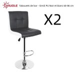 Tabourets de bar huole - simili pu - noir et blanc - style contemporain - 60 - 86 cm