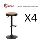 Tabourets de bar industriel noir pivotants et r�glables en hauteur 55 cm - 75 cm - huole