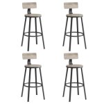 Tabouret de bar industriel - vasagle - lot de 4 - avec dossier - gr�ge et noir