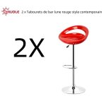 Tabourets de bar lune rouge style contemporain r�glables en hauteur 55 cm - 75 cm - huole
