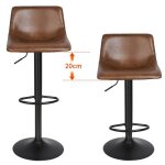 Tabourets de bar marron - homewell - lot de 2 - r�glable en hauteur - contemporain - design