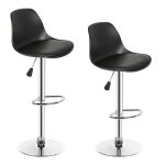 Tabouret de bar - mengda - lot de 2 - hauteur r�glable - cuir synth�tique - noir