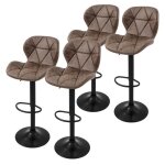 Ml - design tabouret de bar set de 4 rev�tement en similicuir marron avec dossier et repose - pieds r�glable ...