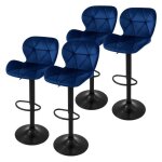 Ml - design tabouret de bar set de 4 rev�tement en velours bleu avec dossier et repose - pieds hauteur ...