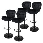 Ml - design tabouret de bar set de 4 rev�tement en velours noir avec dossier et repose - pieds hauteur ...