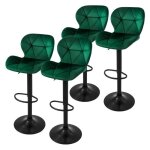 Ml - design tabouret de bar set de 4 revtement en velours vert avec dossier et repose - pieds hauteur ...
