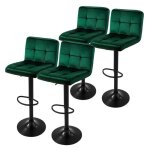 Ml - design set de 4 tabouret de bar revtement en velours vert avec dossier et repose - pieds hauteur ...