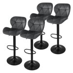 Ml - design tabouret de bar set de 4 revtement en velours gris avec dossier et repose - pieds hauteur ...