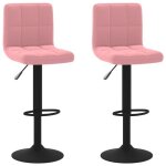 Tabourets de bar - mothinessto - ly4146 - velours rose - hauteur r�glable - pivotant 360�