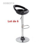 Tabourets de bar noirs oobest® - lot de 3 - réglable en hauteur - structure en métal - assise en abs Tabourets de bar noirs oobest® - lot de 3 - réglable en hauteur - structure en métal - assise en abs