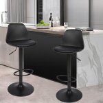Tabouret de bar noir pur avec dossier design - huole - moderne - scandinave - int�rieur - lot de 2