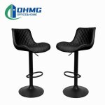 Tabourets de bar ohmg - lot de 2 noirs avec finition diamant�e - cuir pu import� - acier inoxydable galvanis� ...