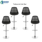 Tabouret de bar - ohmg - lot de 4 - noir - r�glable - ext�rieur - chambre - contemporain - design
