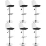 Tabouret de bar ohmg - lot de 6 - pu avec coussin - blanc et noir - ext�rieur - adulte - chambre