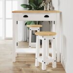 Tabourets de bar - omabeta - hga00287 - bois de pin massif - lot de 2 - blanc Tabourets de bar - omabeta - hga00287 - bois de pin massif - lot de 2 - blanc