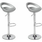 Tabourets de bar oobest� - lot de 2 - pivotant et r�glable en hauteur 59 cm - 80 cm - gris