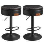 Tabourets de bar pivotant  360 lot de 2 hauteur rglable avec rangement pu avec coutures noir d?encre ...