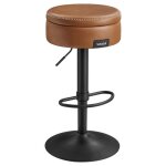 Tabouret de bar pivotant � 360� - vasagle - style moderne mi - si�cle - avec rangement - marron caramel ...