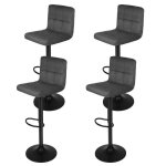 Tabouret de bar pivotant avec dossier et repose - pieds - homewell - lot de 2 - gris - contemporain