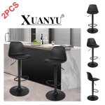 Tabouret de bar pliant avec dossier - xuanyu - noir - r�glable en hauteur - rotation 360�