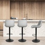 Tabouret de bar en pu gris - homewell - lot de 4 - contemporain - design - r�glable en hauteur