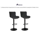 Tabourets de bar en pu serg  carreaux - quiienclee - noir - rglable en hauteur - lot de 2