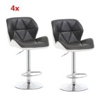 Tabourets de bar rglables en carr forme - oobest - lot de 4 - noir et blanc