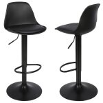 Tabouret de bar r�glable en hauteur - homewell - lot de 2 - noir - design �l�gant