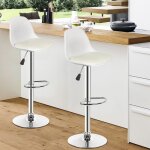 Tabourets de bar r�glable pivotant - homewell - nordique - polypropyl�ne et cuir pu - blanc