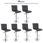 Tabourets de bar réglables quiienclee - lot de 6 - noir et blanc - hauteur 60 - 86 cm Tabourets de bar réglables quiienclee - lot de 6 - noir et blanc - hauteur 60 - 86 cm