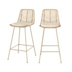 Lot de 2 chaises pour �lot central 66 cm en rotin naturel - tamara - rendez - vous d�co
