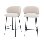 Lot de 2 chaises pour �lot central en tissu beige 68 cm - victoria - rendez - vous d�co