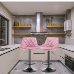 Tabouret de bar rose - jeobest - 2 tabouret bar - velours - l35 x p37 x h105 cm