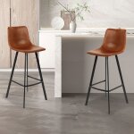 Tabouret de bar - rousseau - ozan - simili cuir cognac - pieds en métal noir - dimensions l49 x l45 x ... Tabouret de bar - rousseau - ozan - simili cuir cognac - pieds en métal noir - dimensions l49 x l45 x ...
