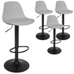 Tabouret de bar simples en pu r�glables en hauteur gris - homewell - lot de 4 - contemporain - design ...