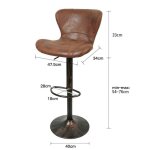 Tabourets de bar style vintage - jeobest - lot de 8 - hauteur r�glable - marron