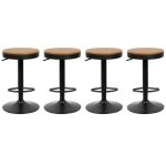Tabouret de bar - supfine - lot de 4 - r�glable 55 - 75 cm - m�tal et bois - capacit� 120 kg