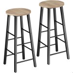 Tabouret de bar - tectake - lot de 2 tabourets keynes en bois et acier au style industriel et hauteur ...