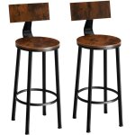 Tabouret de bar - tectake - lot de 2 tabourets poole en bois et acier et hauteur dassise 74 cm - bois ...