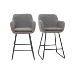 Miliboo - tabourets de bar en tissu effet velours gris h65 cm (lot de 2) amika